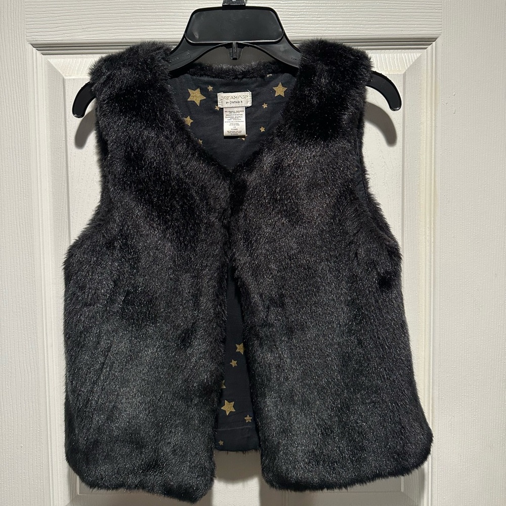 Black Faux Fur Vest - Dreampop by Cynthia R